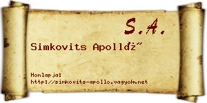 Simkovits Apolló névjegykártya
